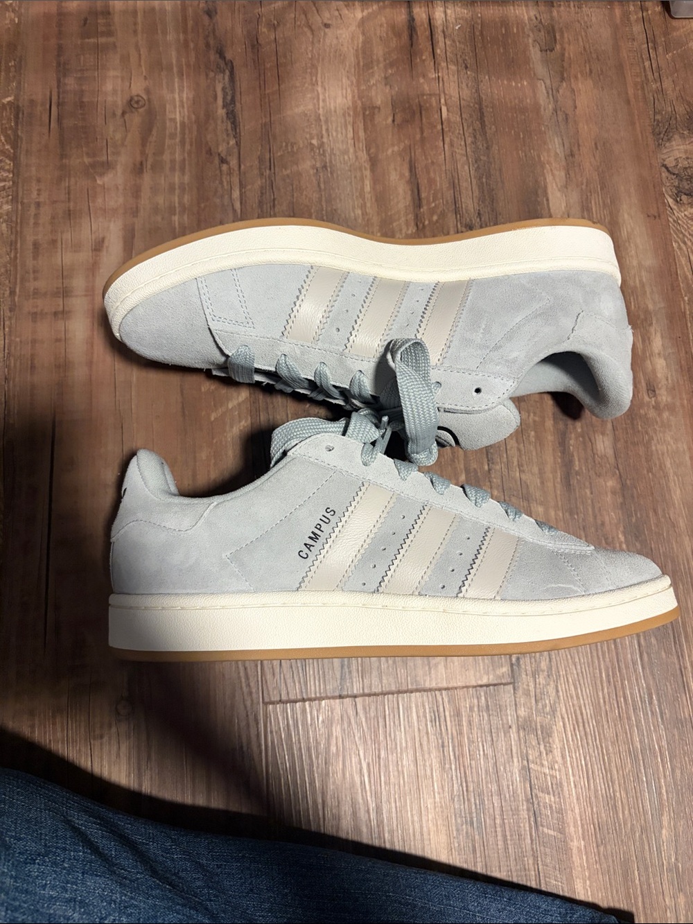 adidas Campus Suede Sneakers in Light Blue with Gum Sole